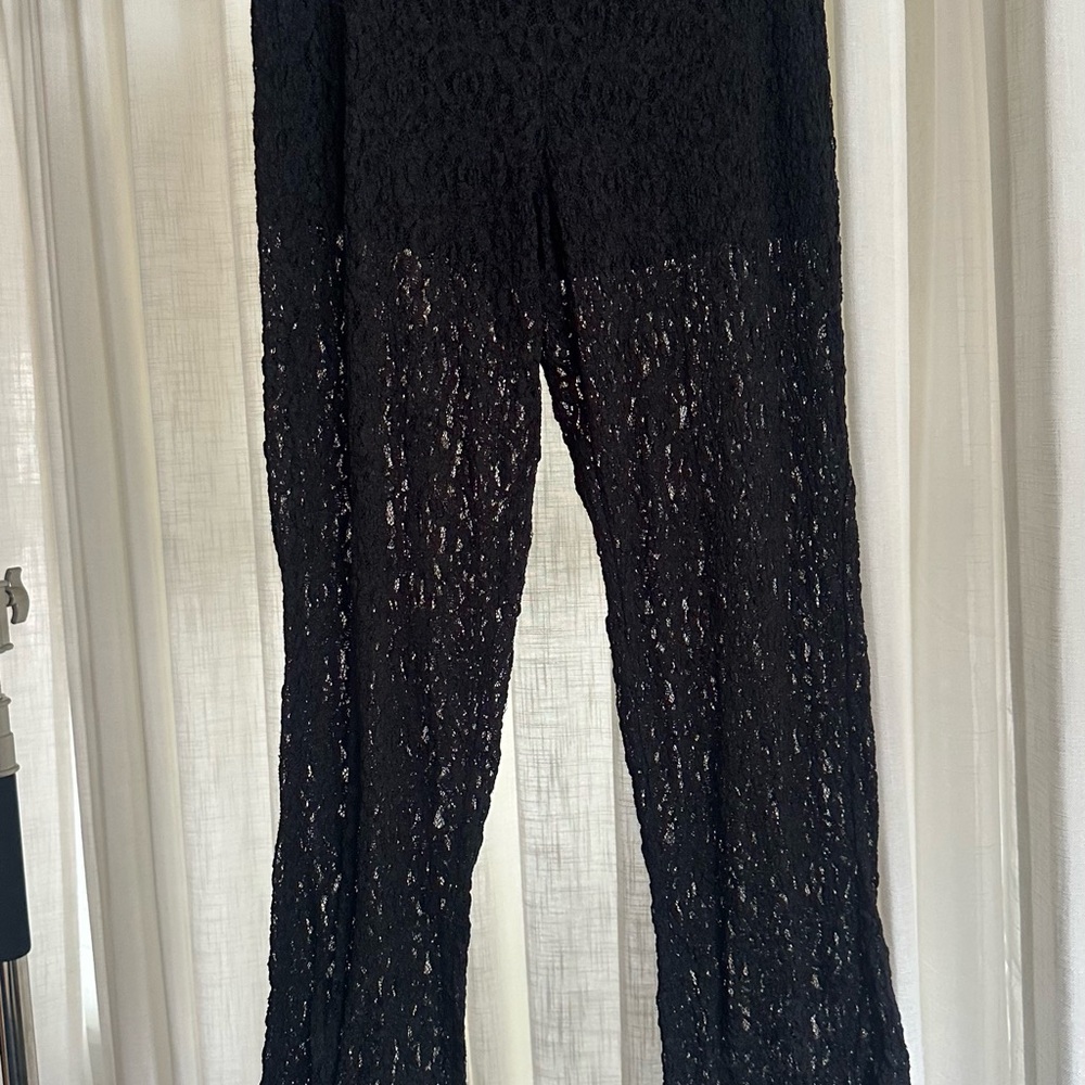 Black High Rise Knit Lace Abercrombie Pants